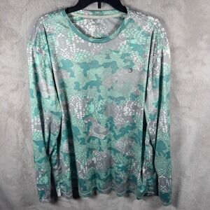 Reel Legends Camouflage Long Sleeve Performance Shirt Men's XL Gray Teal